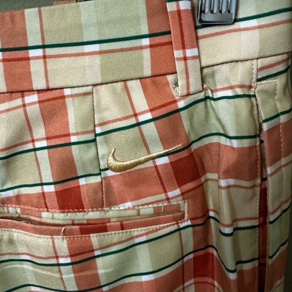 Nike Dri-FIT Flex Golf Shorts Mens Standard Fit Plaid Orange‎ Green Size 32 - Picture 6 of 9